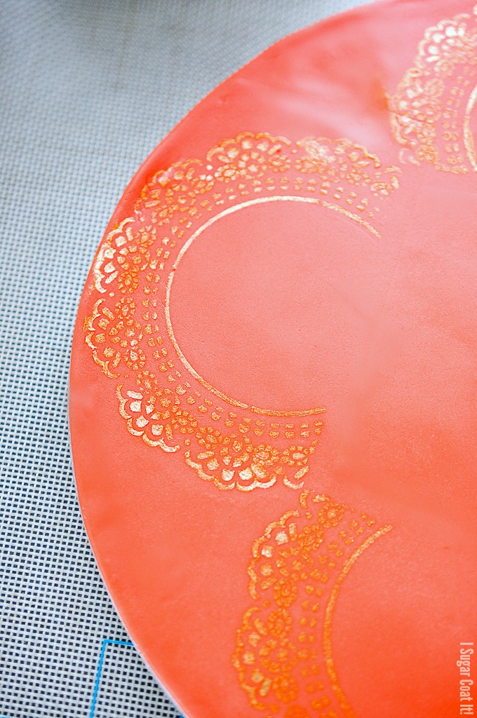 Gold Doily Stencil Cake Board