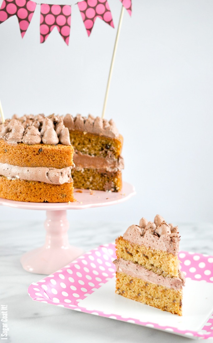 Mocha Latte Chip Cake with Chocolate Whipped Cream and DIY Topper