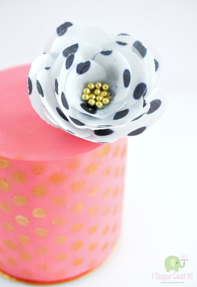 Polka Dot Wafer Paper Flower