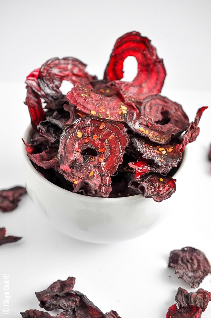 Made in the dehydrator, these Sriracha Beet Chips are a snacktastic blend of crisp, spicy, sweet and downright pretty.