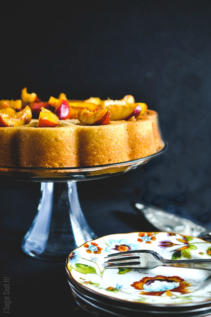 Grilled Bourbon Peach Browned Butter Cake