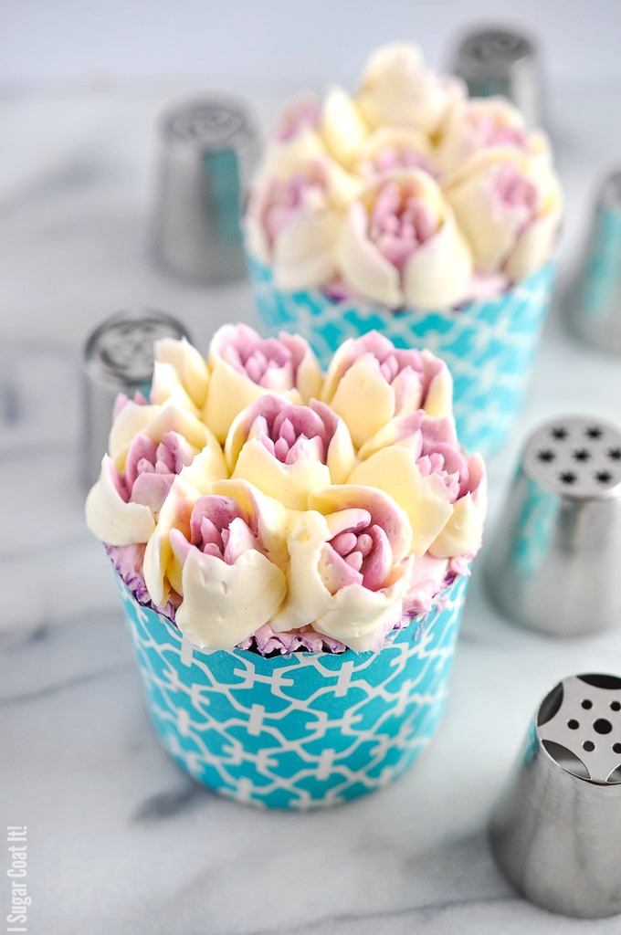 Blueberry Lemon Cupcakes topped with decadent blueberry lemon buttercream flowers, deliver fresh, tangy sweetness in every bite!