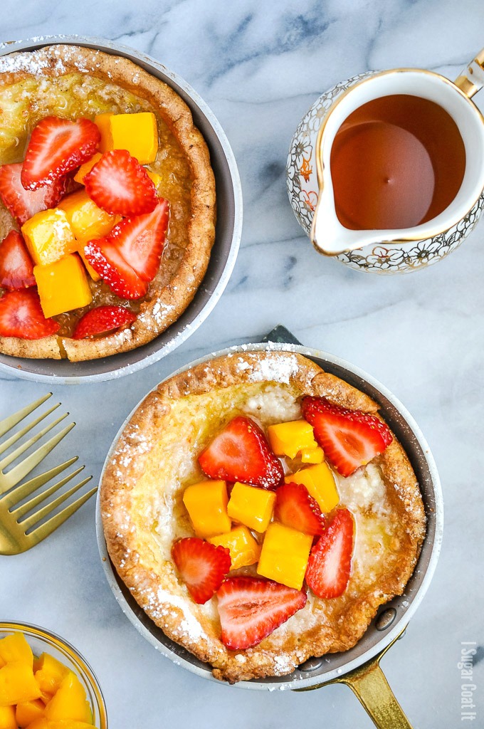 Served with sweet or savoury toppings, these Browned Butter Vanilla Dutch Baby Pancakes make a perfect addition to brunch or dessert.